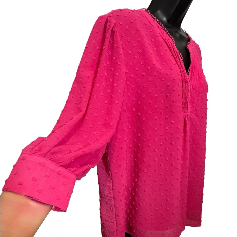 Vibrant Pink Blouse Textured Blouse - Picture 4 of 6